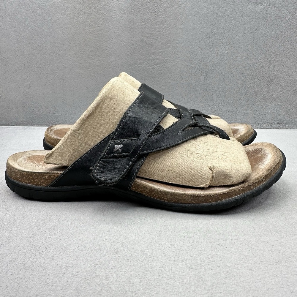 Taos Perfect Womens Size 9 Thong Sandals Black Leather Toe Loop Lightweight
